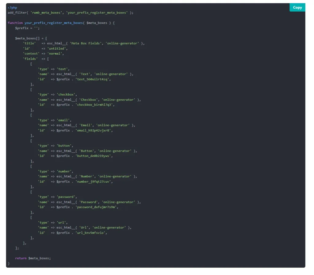 generated-code-with-metabox-online-code-generator
