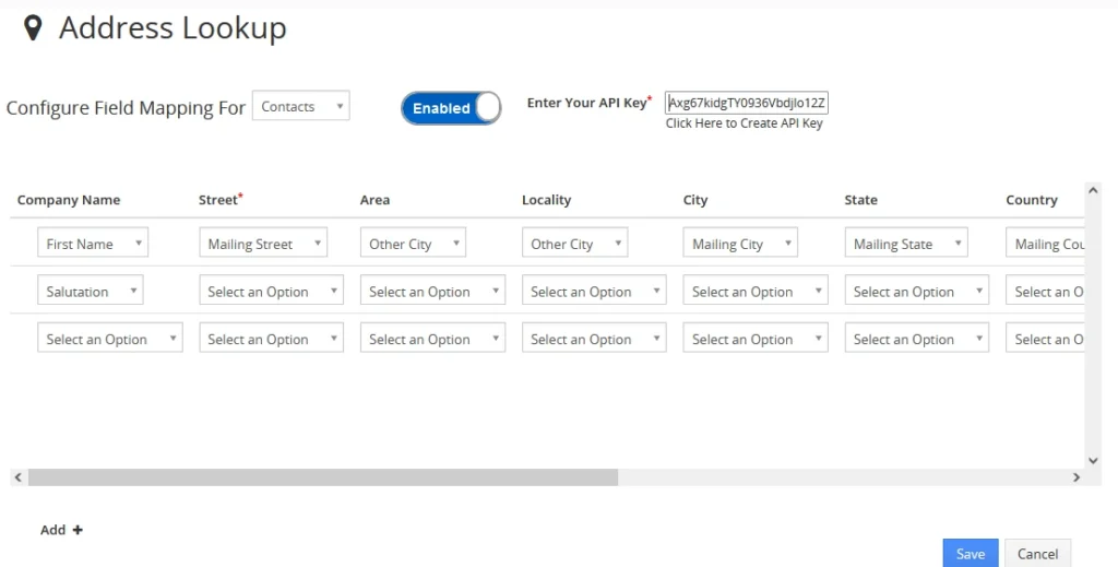 Address lookup configuration and mapping