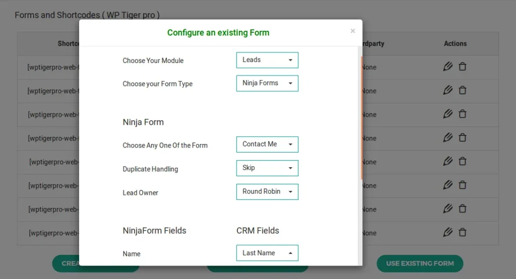 Leads Builder Existing Forms