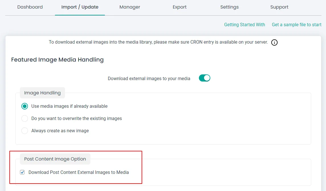 download post content external images to media