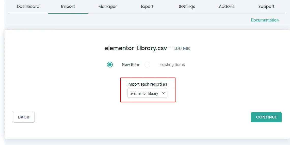 elementor library import