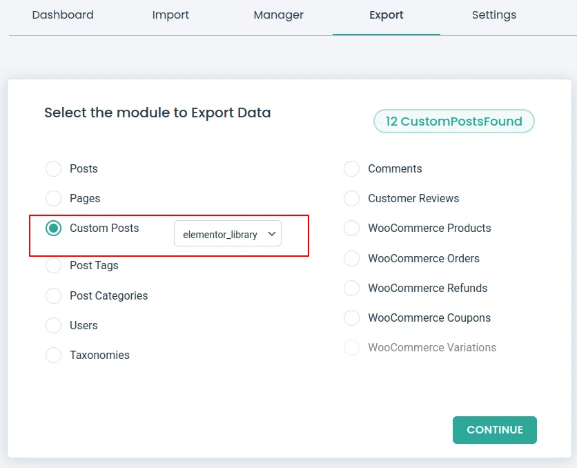 export elementor library csv importer