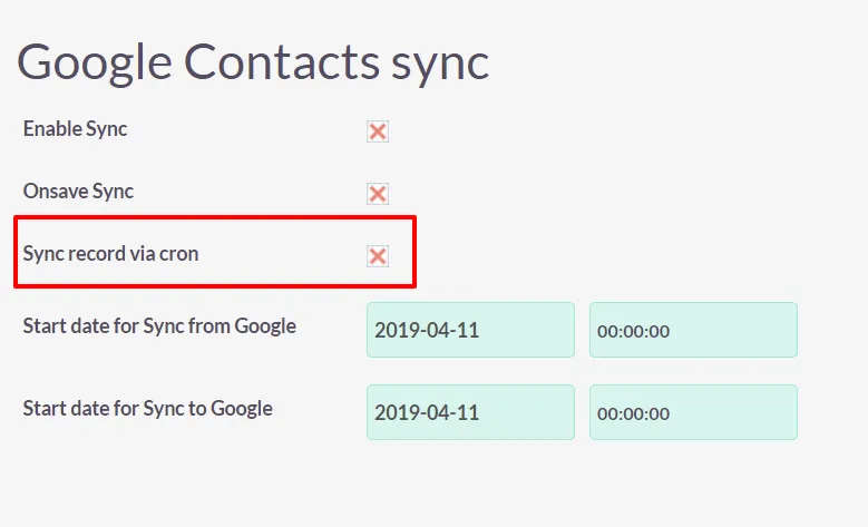 suitecrm google contacts sync automatically