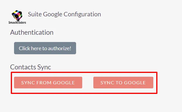 suitecrm google contacts sync manually