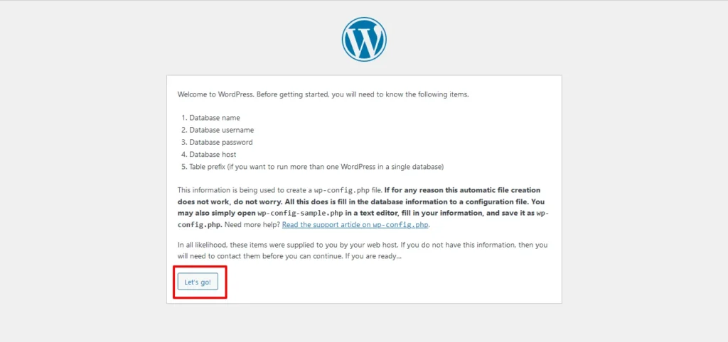 How to use WordPress Ensure database details
