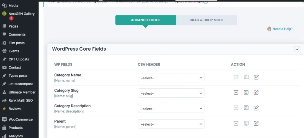 Category-Import-Mapping