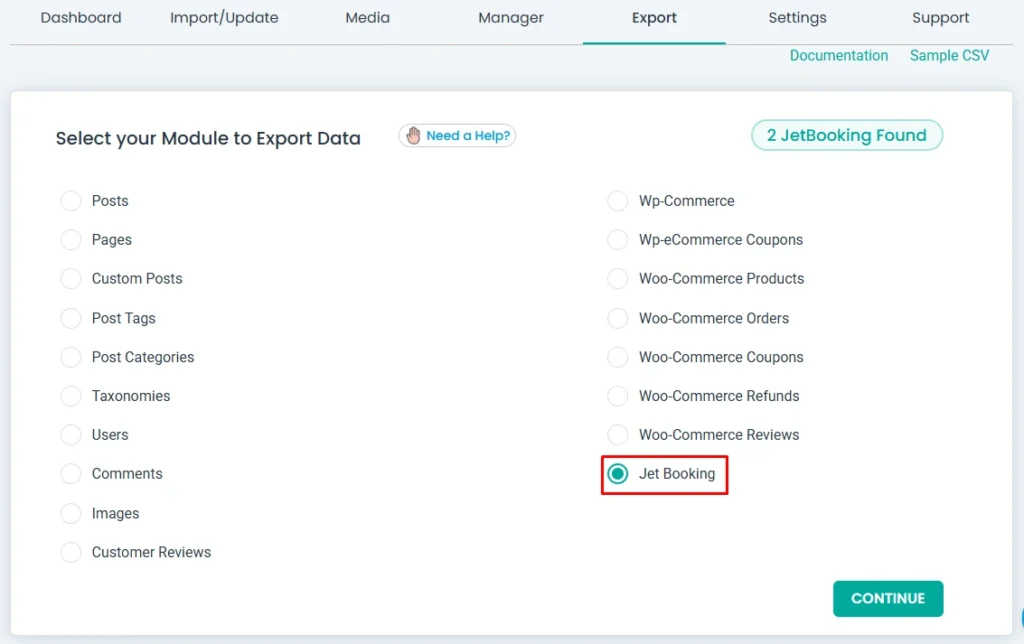 select-jetbooking-module-in-export-tab