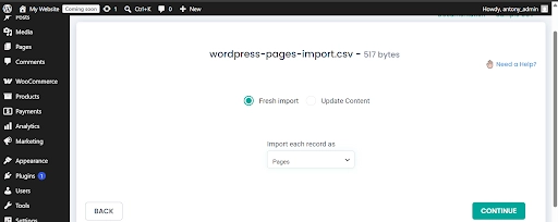 import-wordpress-pages-select-post-type