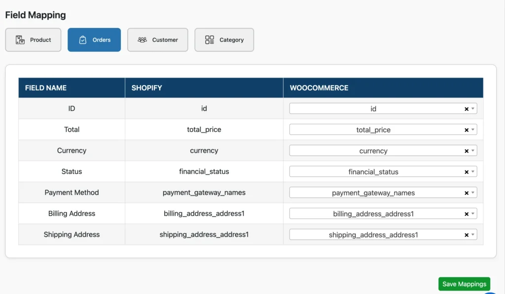Orders-field-mapping