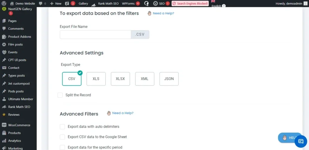 Advanced-export-settings