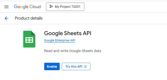 Enable-Google-sheets-API