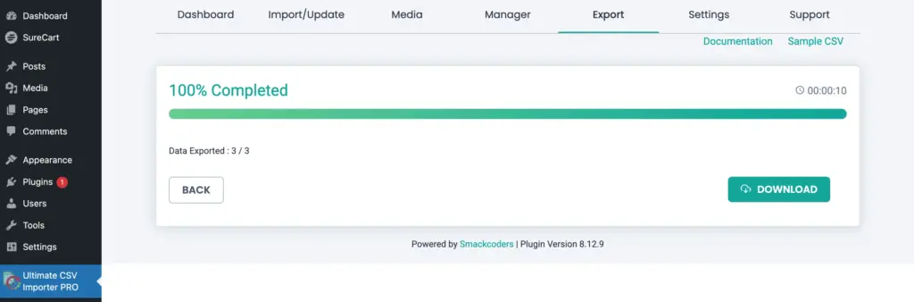 download surecart customers exported file 2