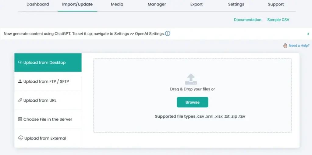 WordPress-CSV-import-upload-from-desktop-screen