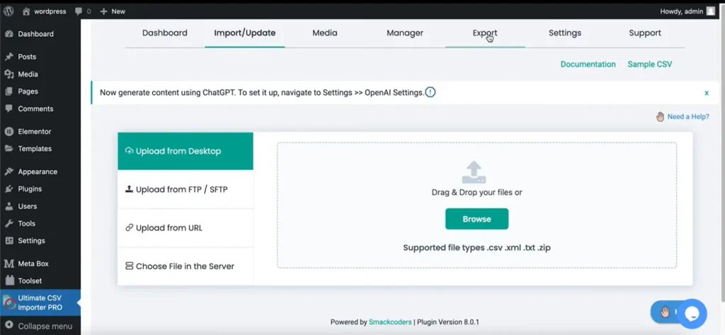 WordPress-Ultimate-CSV-Importer-upload-file-screen