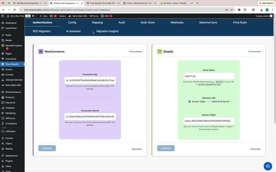 woocommerce-shopify-integration-authentication-dashboard