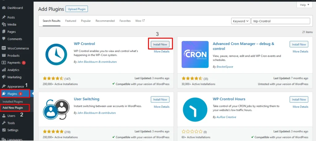 Wp crontrol install and Activate