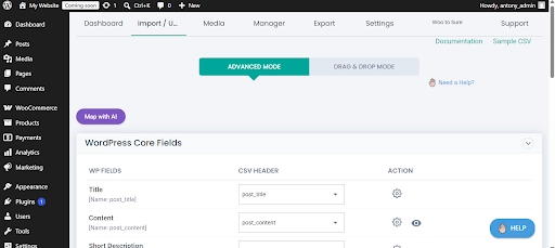 wordpress-pages-field-mapping
