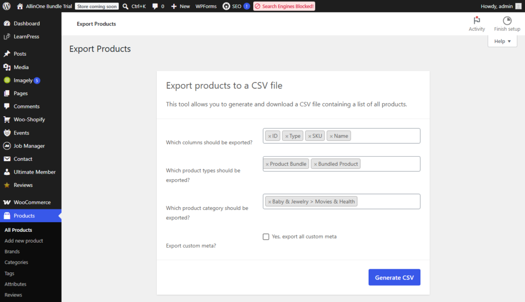 export-from-woocommerce