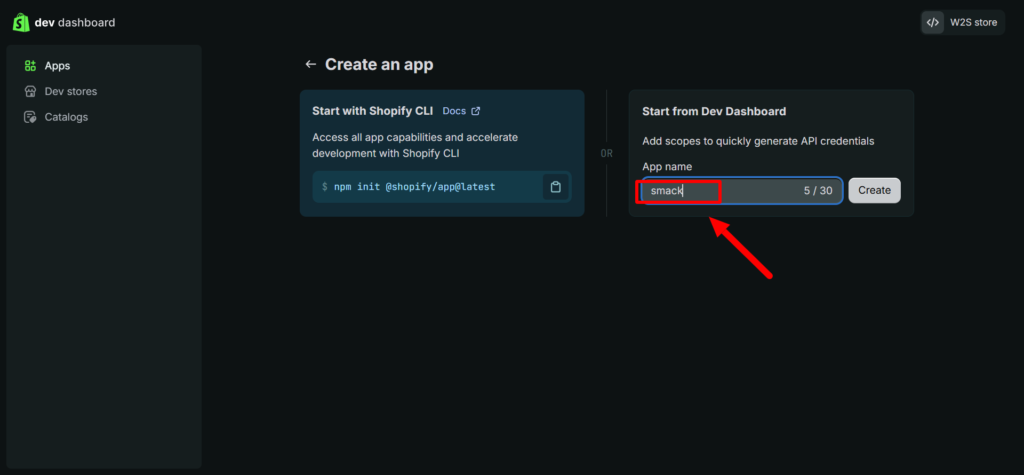 shopify-create-custom-app