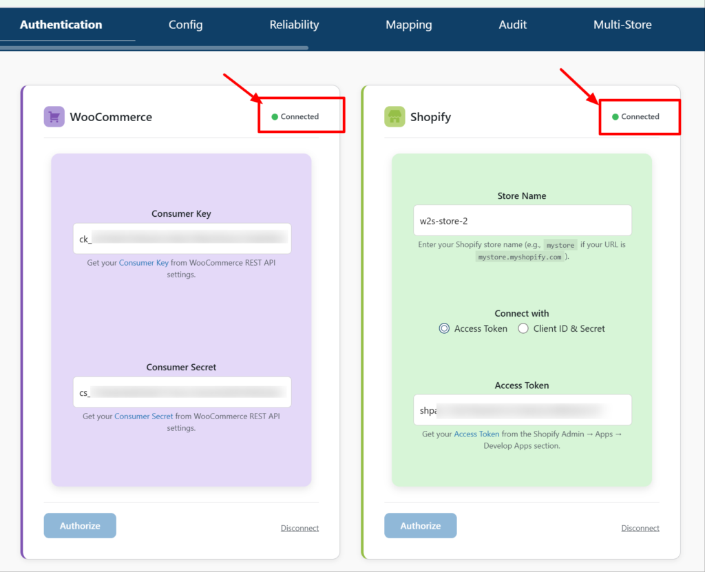w2s-sync-pro-authentication-settings